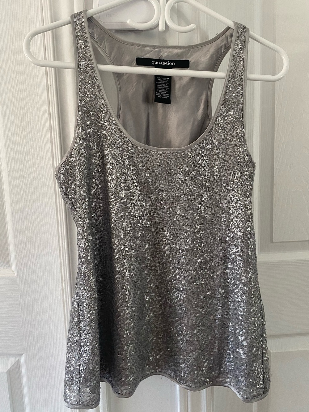 quo-tation Silver Sequin Tank Top